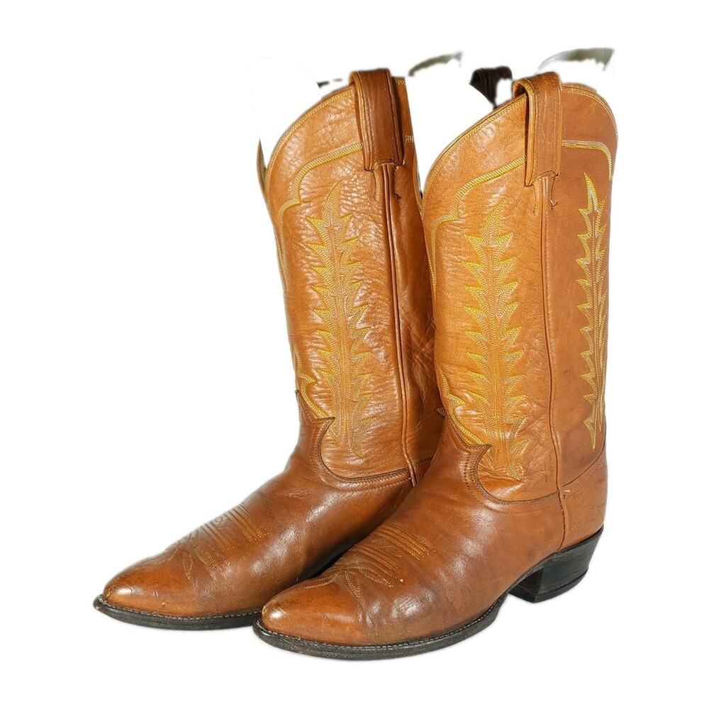Vintage Tony Lama 0501 Men's US8D Brown Leather Western Ranch Boots